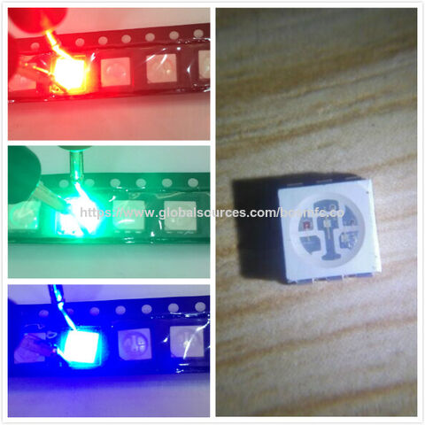LED SMD 5050 RGB de 6 pines para montaje en superficie de alta calidad, ángulo de visión de 120 grados, perlas de lámpara LED de alto brillo.