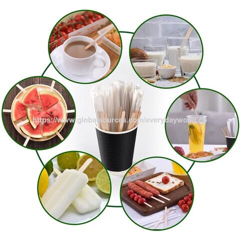 Revolvedores de Café de Madera de Abedul 100mm Ecológicos Sostenibles Desechables con Logo Personalizado para Cafetería y Uso Doméstico