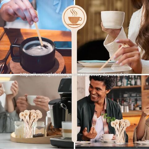 Revolvedores de Café de Madera de Abedul 100mm Ecológicos Sostenibles Desechables con Logo Personalizado para Cafetería y Uso Doméstico