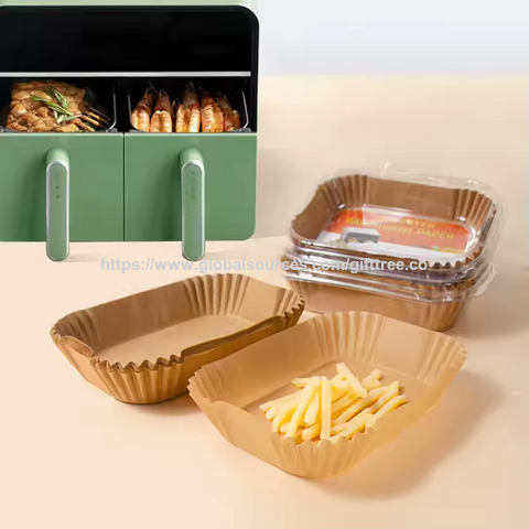 Air Fryer Papier Liner Rechteckig, Lebensmittelqualität, Antihaftbeschichtung, Fettabweisend, Air Fryer Einwegartikel, Quadratisches Pergamentpapier