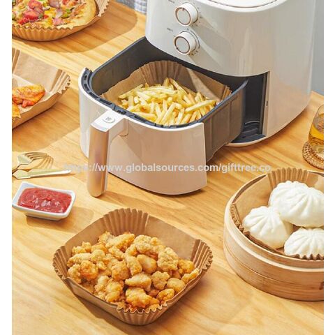 Air Fryer Papier Liner Rechteckig, Lebensmittelqualität, Antihaftbeschichtung, Fettabweisend, Air Fryer Einwegartikel, Quadratisches Pergamentpapier