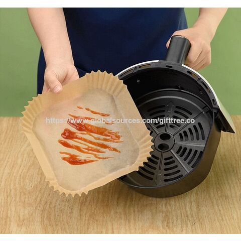 Air Fryer Papier Liner Rechteckig, Lebensmittelqualität, Antihaftbeschichtung, Fettabweisend, Air Fryer Einwegartikel, Quadratisches Pergamentpapier