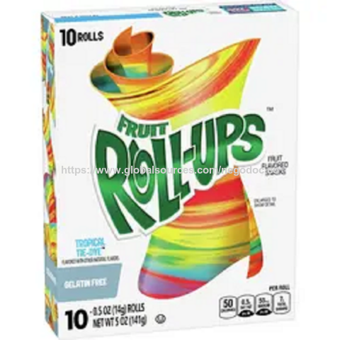 Vente chaude Gushers Collations aux fruits aromatisées aux fruits, Éclaboussure de fraise et Tropical, 12 unités rouleaux de fruits / Rouleaux de fruits aux saveurs de framboise bleue