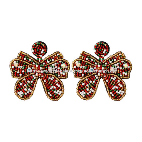 Neue handgefertigte Weihnachts-Ohrringe im Großhandel, Weihnachtsbaum-förmige Perlenohrringe, Weihnachtsgeschenk-Schmuck, Mode-Ohrhänger