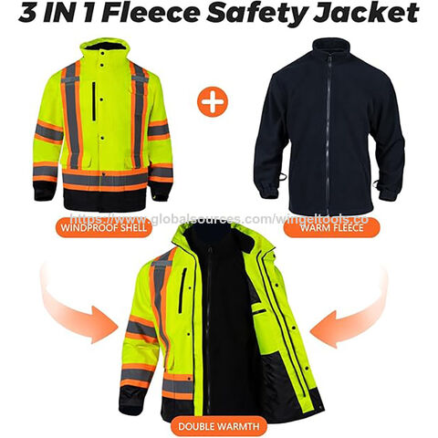 Großhandel Hochsichtbare Sicherheitsjacken für Herren 3-in-1 Hi-Vis Reflektierende Winterjacke Wasserdicht