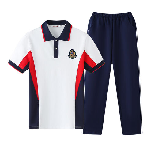 OEM ODM Camisa Polo de Uniforme Escolar com Calças Compridas Unissex, Roupa de Estudante Atacado, Uniforme Escolar para Meninas do Ensino Fundamental