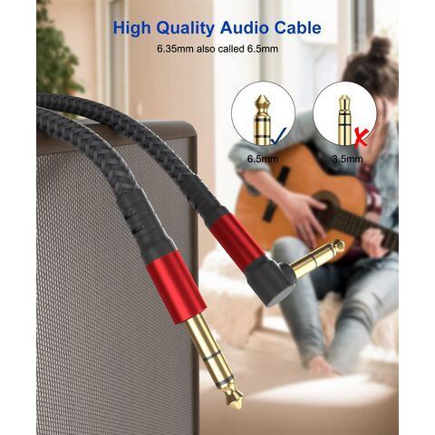 Cable de Guitarra con Conectores Jack de 6.35mm (1/4") Balanceado Estéreo, Ángulo Recto, Bañado en Oro