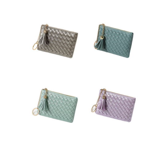Dompet Koin Lucu dengan Desain Jalinan, Dompet Kecil Aneka Warna untuk Wanita Modis - Grosir