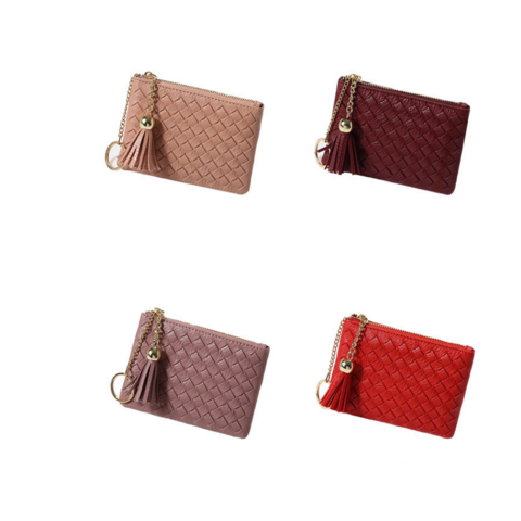 Dompet Koin Lucu dengan Desain Jalinan, Dompet Kecil Aneka Warna untuk Wanita Modis - Grosir