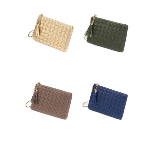 Dompet Koin Lucu dengan Desain Jalinan, Dompet Kecil Aneka Warna untuk Wanita Modis - Grosir