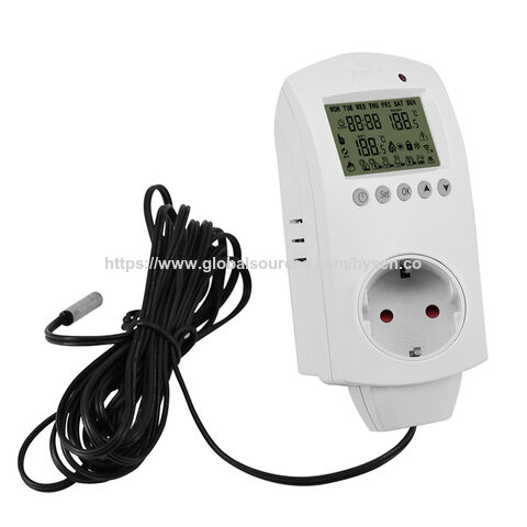 Termostato WiFi Programable con Enchufe, Controlador Digital de Temperatura, Termostato Inteligente con TUYA