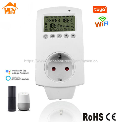 Termostato WiFi Programable con Enchufe, Controlador Digital de Temperatura, Termostato Inteligente con TUYA