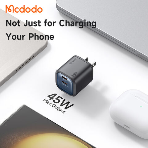 Mcdodo 102 45W Dual USB-C GaN Schnellladegerät mit US-Stecker, Ultra Slim & Portable, FCC-zertifiziert für MacBook, iPhone, Samsung