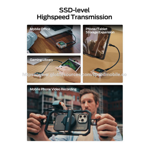 MOVE SPEED Tragbare SSD 1TB/2TB 1050MB/s USB 3.2 Gen 2, Touchscreen mit Unterstützung für 4K ProRes HDR, Verschlüsselung und Apple 'Wo ist?' Funktion