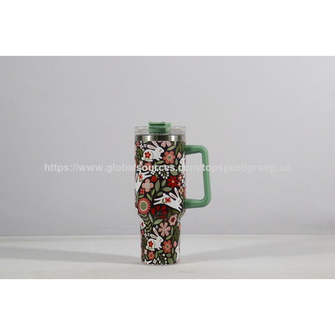 Copo Stanley Estilo Natalino 40oz com Alça em Promoção - Garrafa Térmica de Aço Inoxidável para Café, Garrafa de Água, Presente de Natal Atacado