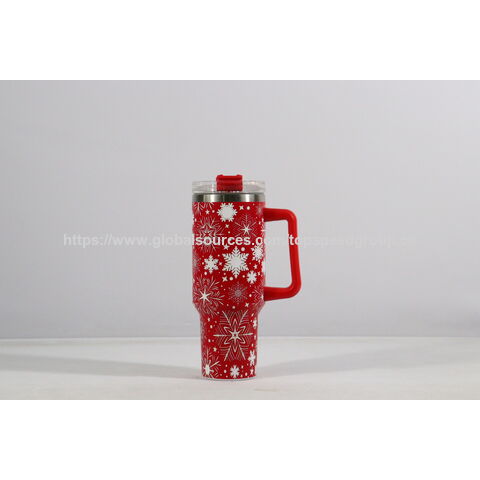 Copo Stanley Estilo Natalino 40oz com Alça em Promoção - Garrafa Térmica de Aço Inoxidável para Café, Garrafa de Água, Presente de Natal Atacado