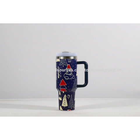 Copo Stanley Estilo Natalino 40oz com Alça em Promoção - Garrafa Térmica de Aço Inoxidável para Café, Garrafa de Água, Presente de Natal Atacado