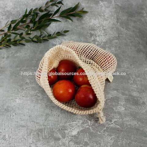 Bolsas de malla de algodón al por mayor, bolsas de algodón lavables ecológicas, bolsas de muselina con cordón