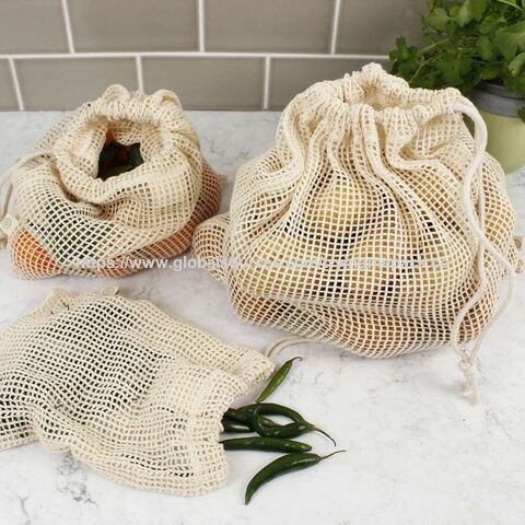 Bolsas de malla de algodón al por mayor, bolsas de algodón lavables ecológicas, bolsas de muselina con cordón
