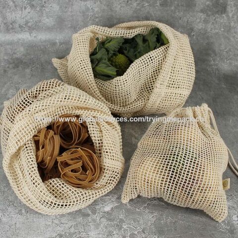 Bolsas de malla de algodón al por mayor, bolsas de algodón lavables ecológicas, bolsas de muselina con cordón