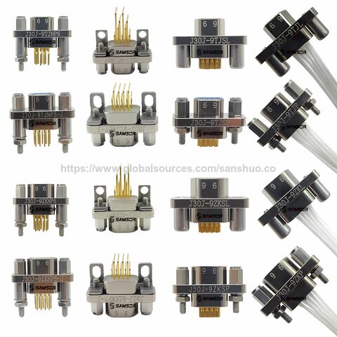 MIL-DTL-83513 Micro-D J30J-9ZKP Conector Macho J30J Serie 9 Pines Rectangular de Engarce con Cable para Equipos Médicos