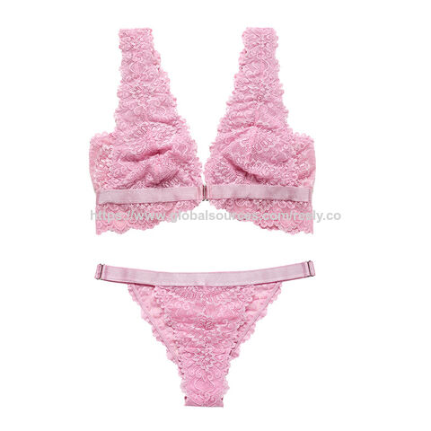 Ensemble de Lingerie Sexy pour Femme avec Fermeture Avant en Dentelle Séduisante et Respirante - Vente en Gros