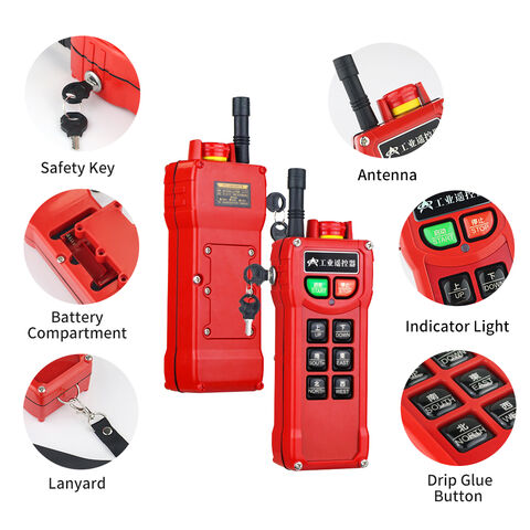 Control Remoto Inalámbrico RF Personalizado de 8 Canales FSK 420-450MHz para Grúa Torre Industrial, Polipasto, Cabrestante con Triple Protección
