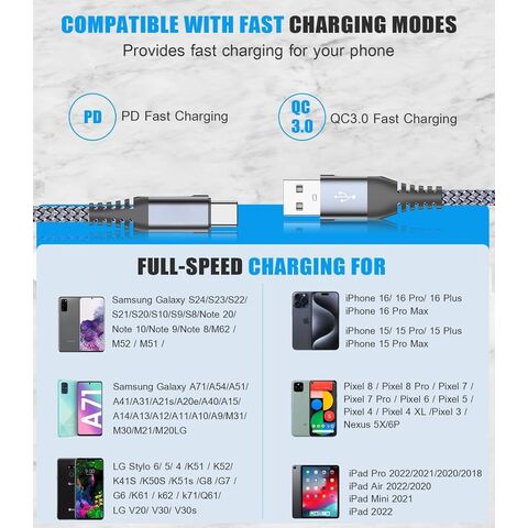 Cable USB 3.1 Tipo C al por mayor, cable de carga USB C metálico con trenzado