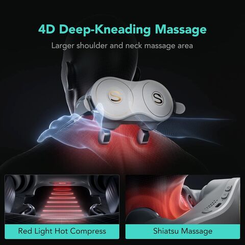 SKG Alat Pijat Leher Shiatsu untuk Meredakan Nyeri, Alat Pijat Elektrik 4D untuk Pijat Dalam Jaringan Leher dan Bahu dengan Pemanas H7