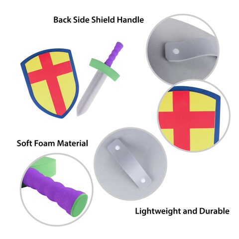 Ensemble Épée et Bouclier de Chevalier Médiéval pour Enfants en Mousse EVA Souple et Sûre, Mini, Très Demandé