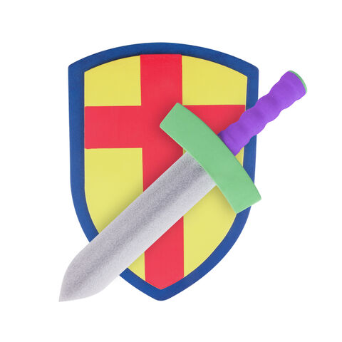 Ensemble Épée et Bouclier de Chevalier Médiéval pour Enfants en Mousse EVA Souple et Sûre, Mini, Très Demandé