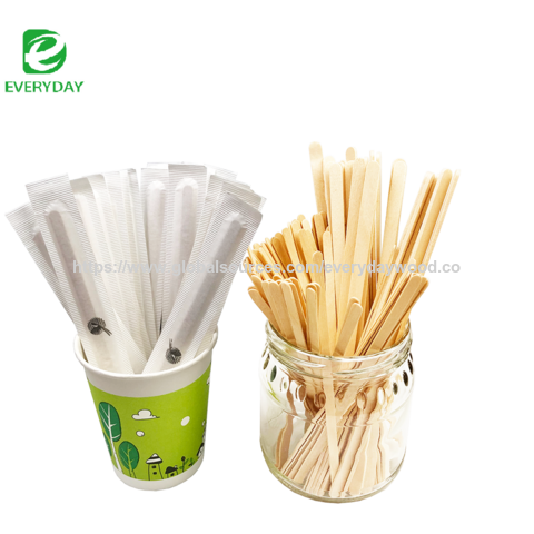 Revolvedores de Café de Madera de Abedul 100mm Ecológicos Sostenibles Desechables con Logo Personalizado para Cafetería y Uso Doméstico