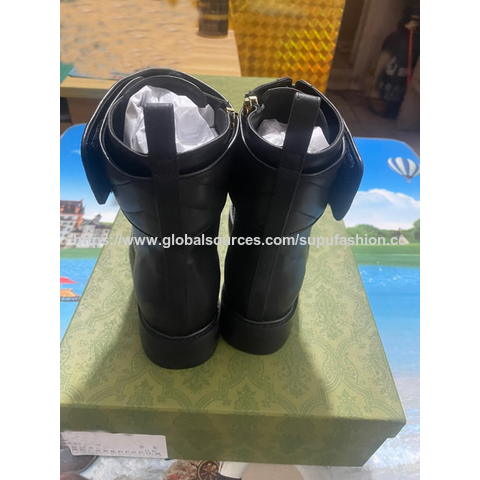 Botas de moda para mujer a precio de fábrica, botas de cuero negro de alta calidad para mujer