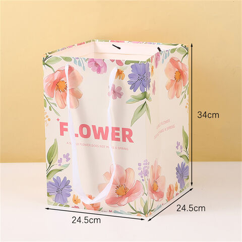 Bolsas de flores al por mayor, nuevo bolso tote cuadrado de mano para flores