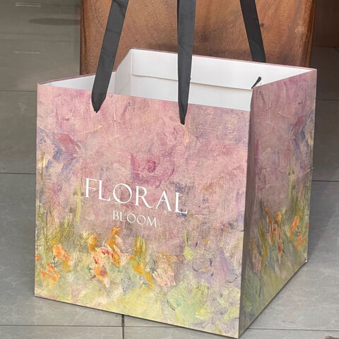 Bolsas de flores al por mayor, nuevo bolso tote cuadrado de mano para flores