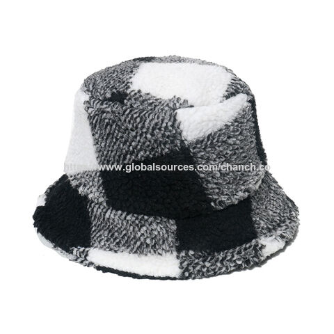Chapéus de inverno femininos de atacado estilo inglês clássico xadrez tartan com fivela de pelúcia