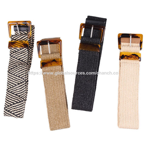 Ceinture tressée tendance, nouvelle collection 2022, ceinture élastique en paille de papier, ceintures en PP avec boucle en résine