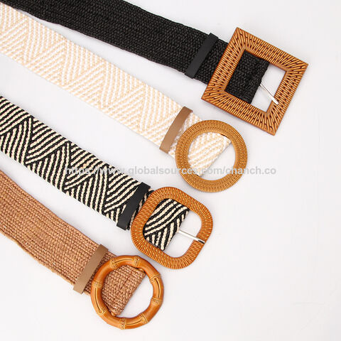 Ceinture tressée tendance, nouvelle collection 2022, ceinture élastique en paille de papier, ceintures en PP avec boucle en résine