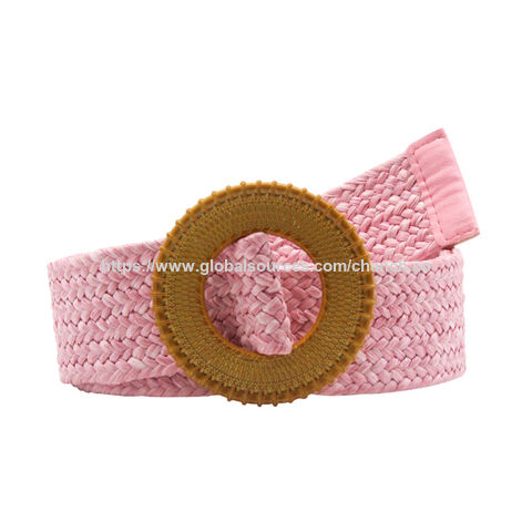 Ceinture tressée tendance, nouvelle collection 2022, ceinture élastique en paille de papier, ceintures en PP avec boucle en résine