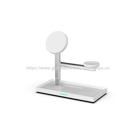 حامل الشحن المتعدد 4 في 1 TC5 15W qi2 بتصميم سطح المكتب لحامل الهاتف، شاحن مغناطيسي للساعة وسماعة الأذن