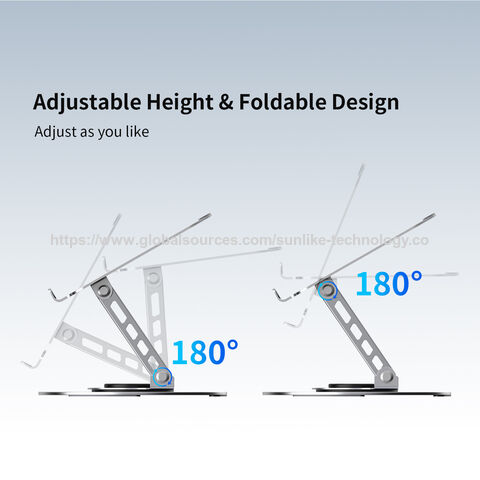 Soporte para Laptop, Rotación de 360 grados, firme, sin tambaleo, diseño de doble eje, altura ajustable, cómodo de usar.
