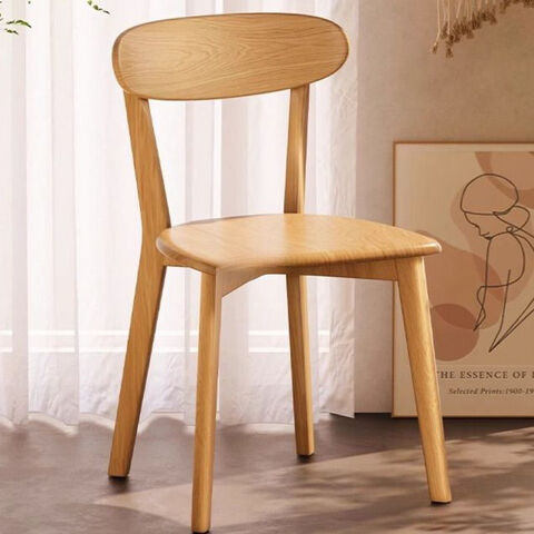 Chaise de Salle à Manger d'Extérieur en Bois, Design Moderne et Simple, Dossier en Bois Massif, Chaise de Lecture Style Japonais Nordique en Bois de Cerisier