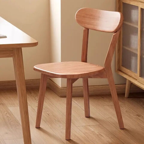 Chaise de Salle à Manger d'Extérieur en Bois, Design Moderne et Simple, Dossier en Bois Massif, Chaise de Lecture Style Japonais Nordique en Bois de Cerisier