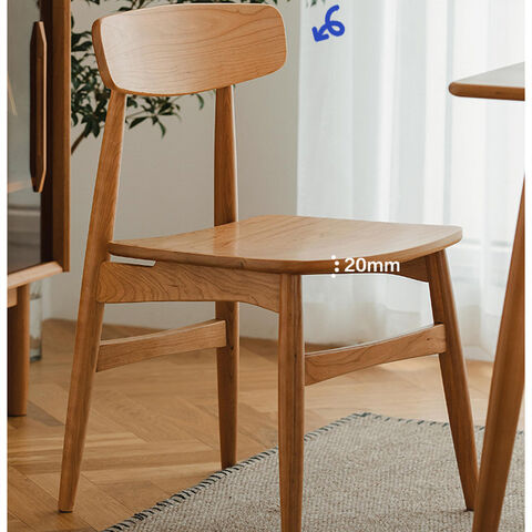 Chaise de Salle à Manger d'Extérieur en Bois, Design Moderne et Simple, Dossier en Bois Massif, Chaise de Lecture Style Japonais Nordique en Bois de Cerisier