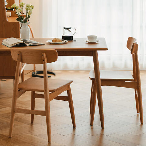 Chaise de Salle à Manger d'Extérieur en Bois, Design Moderne et Simple, Dossier en Bois Massif, Chaise de Lecture Style Japonais Nordique en Bois de Cerisier