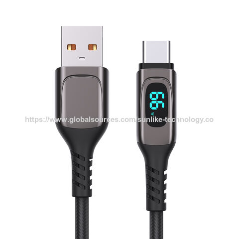 USB A to USB C cable LED display MAX PD 100W fast charging suitable for high power devices