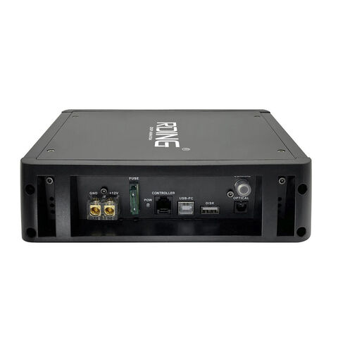 Amplificateur DSP Voiture 4 Canaux Professionnel avec Égaliseur 31 Bandes, Contrôle par Application Bluetooth et Entrées USB/Optique/Coaxiale (12V)