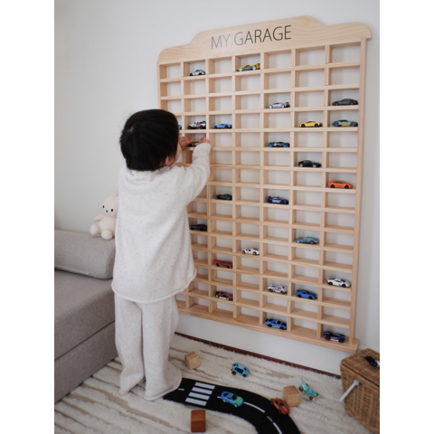 Prateleira de madeira para decoração de casa, quarto de bebê, carros de brinquedo, prateleira de parede personalizada, armazenamento compatível para brinquedos e carros de brinquedo