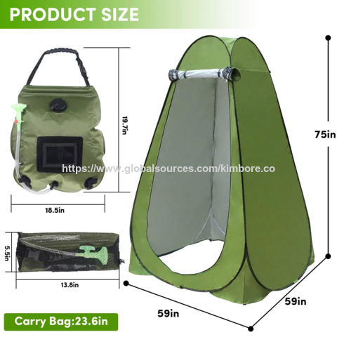 Tente de Douche 4x4, Toilettes de Douche, Tente Solaire de Confidentialité Portable avec Kit de Sac de Douche Solaire
