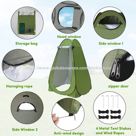 Tente de Douche 4x4, Toilettes de Douche, Tente Solaire de Confidentialité Portable avec Kit de Sac de Douche Solaire
